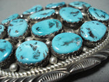 Mark Yazzie Native American Navajo Sleeping Beauty Turquoise Sterling Silver Buckle-Nativo Arts