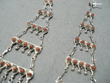 Exceptional Vintage Native American Zuni Coral Sterling Silver Chandelier Earrings-Nativo Arts