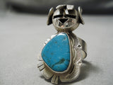 Detailed!! Vintage Native American Navajo Kachina Master Sterling Silver Turquoise Ring-Nativo Arts