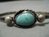 Very Rare Vintage Native American Navajo Fox Turquoise Sterling Silver Bracelet Old Cuff-Nativo Arts