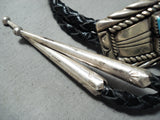 Incredible Vintage Native American Navajo Sleeping Beauty Turquoise Sterling Silver Bolo Old-Nativo Arts