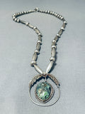 Superb Vintage Native American Navajo Pilot Mountain Turquoise Sterling Silver Necklace-Nativo Arts
