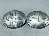 Important Kee Joe Benally Vintage Native American Navajo Sterling Silver Earrings-Nativo Arts