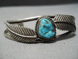 Exquisite Vintage Native American Navajo Turquoise Sterling Silver Bracelet Old-Nativo Arts