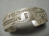 Detailed Vintage Native American Navajo Hand Tooled Sterling Silver Hogan Bracelet-Nativo Arts