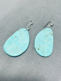 Native American Dramatic Santo Domingo Green Turquoise Slab Large Earrings-Nativo Arts