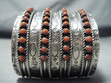 Colossal Signed Coral Snake Eyes Native American Zuni Sterling Silver Bracelet-Nativo Arts