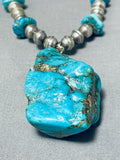 Fabulous Vintage Native American Navajo Huge Kingman Turquoise Sterling Silver Necklace-Nativo Arts