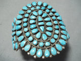 One Of Best Vintage Native American Navajo Blue Gem Turquoise Sterling Silver Cluster Bracelet-Nativo Arts