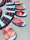 Native American The Biggest Best Santo Domingo Turquoise Purple Shell Inlay Necklace-Nativo Arts