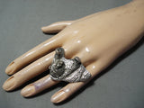 Unbelievable Navajo Sterling Silver Ring Grizzly Native American-Nativo Arts