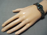 High Grade Bisbee Vintage Native American Navajo Sterling Silver Bracelet Old-Nativo Arts