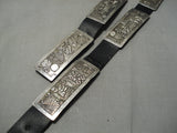 Important Authentic Vintage Native American Navajo Floyd Becenti Sterling Silver Concho Belt Old-Nativo Arts