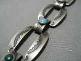 Unique Vintage Native American Navajo Pretty Blue Turquoise Sterling Silver Bracelet-Nativo Arts