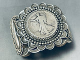 125 Grams Immense Powerful Native American Navajo Sterling Silver Coin Bracelet-Nativo Arts