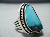 Tremendous Vintage Native American Navajo Candelaria Turquoise Sterling Silver Ring-Nativo Arts