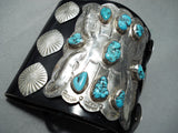 Tremendous Vintage Native American Navajo 9 Kingman Turquoise Sterling Silver Bowguard-Nativo Arts