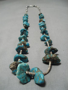 Quality Chunky Persin Turquoise Vintage Native American Navajo Necklace-Nativo Arts