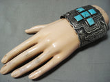 One Of The Best Native American Navajo Turquoise Cross Sterling Silver Bracelet-Nativo Arts