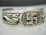 Rare Vintage Native American Navajo Whirling Logs Snake Sterling Silver Bracelet-Nativo Arts