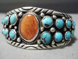 Amazing Vintage Native American Navajo Bisbee Turquoise Sterling Silver Bracelet Old-Nativo Arts