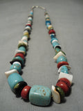 Native American Important Vintage Santo Domingo Native #8 Turquoise Sterling Silver Necklace-Nativo Arts