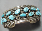 Tremendous Vintage Native American Navajo Turquoise Sterling Silver Bracelet Old-Nativo Arts