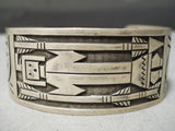 Symbolic Vintage Native American Navajo Yei Sterling Silver Bracelet Cuff Old-Nativo Arts