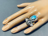 Completely Handmade Kachina Native American Navajo Turquoise Sterling Silver Ring-Nativo Arts