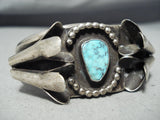 Very Rare Vintage Native American Navajo Rare Turquoise Squash Blossom Sterling Silver Bracelet-Nativo Arts