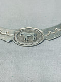 Exceptional Vintage Native American Navajo Sterling Silver Horse Necklace Signed-Nativo Arts