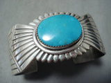 Phenomenal Vintage Native American Navajo Blue Gem Turquoise Sterling Silver Bracelet-Nativo Arts