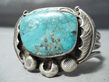 Authentic Vintage Native American Navajo Chunky Turquoise Sterling Silver Bracelet-Nativo Arts