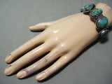 Incredible Vintage Native American Navajo Morenci Turquoise Sterling Silver Bracelet Old-Nativo Arts