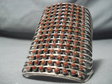 15 Story Tall Native American Snake Eyes Coral Sterling Silver Bracelet-Nativo Arts