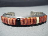Important Ray Adakai Vintage Native American Navajo Turquoise Sterling Silver Inlay Bracelet-Nativo Arts