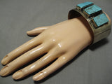 For Large Wrist Vintage Native American Navajo Turquoise Sterling Silver Bracelet Old-Nativo Arts