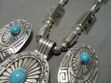 Fabulous Vintage Native American Navajo Fm Wylie Sterling Silver Turquoise Concho Necklace-Nativo Arts
