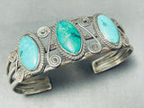 Wondrous Vintage Native American Navajo Blue-green Turquoise Sterling Silver Bracelet-Nativo Arts