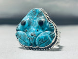 One Of A Kind Native American Navajo Blue Diamond Turquoise Frog Sterling Silver Ben Begaye Ring-Nativo Arts