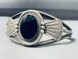 Incredible Vintage Native American Navajo Domed Jet Sterling Silver Flank Bracelet-Nativo Arts