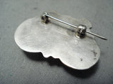 Fabulous Toad Native American Navajo Mother Of Pearl Sterling Silver Frog Pin-Nativo Arts