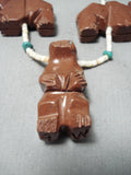 Native American Amazing Vintage Santo Domingo Turquoise Pipestone Bears Heishi Necklace-Nativo Arts