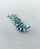 Exquisite Vintage Native American Zuni Blue Gem Old Kingman Turquoise Sterling Silver Pin-Nativo Arts