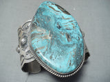Massiv 158 Gram Native American Navajo Blue Diamond Turquoise Sterling Silver Bracelet-Nativo Arts