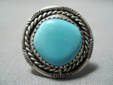 Striking Vintage Native American Navajo Turquoise Sterling Silver Ring Old-Nativo Arts
