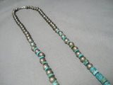 Completely Hand Tooled Sterling Silver Vintage Native American Navajo Turquoise Necklace-Nativo Arts