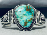 Breathtaking Vintage Native American Navajo Signed Royston Turquoise Sterling Silver Bracelet-Nativo Arts