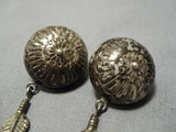 Wonderful Vintage Native American Navajo Feather Sterling Silver Earrings-Nativo Arts