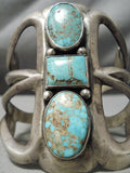 Heavy Towering Vintage Native American Navajo Villa Grove Turquoise Sterling Silver Bracelet Old-Nativo Arts